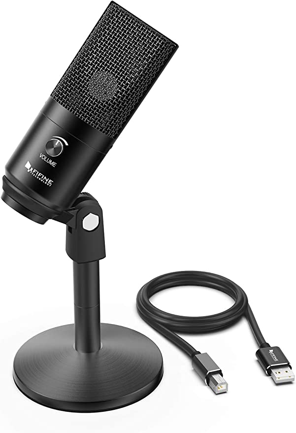 FIFINE USB Microphone for Computer Streaming Microphone with Volume Control and 3.5mm Headphone Jack Condenser Desktop Microphone for Streaming, Studio Recording, Gaming, YouTube, Podcast-K670B