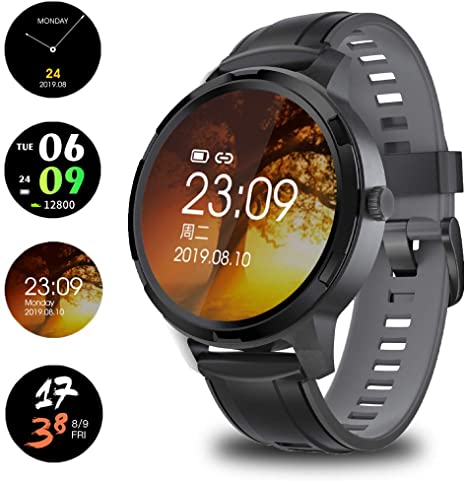 Smart watch, new full touch screen Smartwatch, fitness tracker with HR monitor, sleep tracker, stopwatch, IP68 waterproof fitness watch compatible with iOS, Android for men, women and children (black)