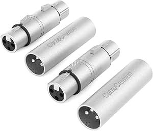 CableCreation 2-Pair XLR Male to Male & XLR Female to Female 3PIN Adapter Connector Compatible with Microphone, Mixer, Silver