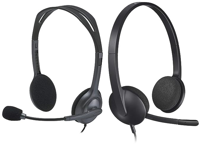 Logitech H340 Stereo Wired On Ear Headphones with mic USB, PC/Mac/Laptop - Black & H111 Wired On Ear Headphones with Mic Black