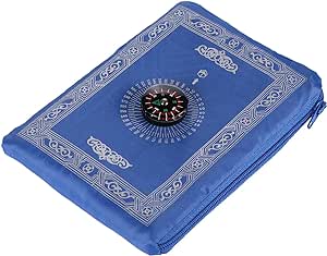 1 Pieces Portable Travel Prayer Mat with Compass, Waterproof Polyester Prayer Rug, Muslim Travel Prayer Mat, for Ramadan Gifts (60cm×100cm)
