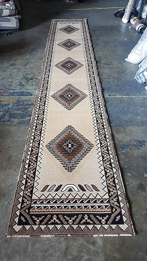 Southwest Native American Long Runner Rug Berber Design #D143(2ft4in.x10ft11in.)