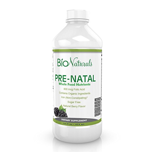 Prenatal Liquid Vitamins for Women by Bio Naturals - 100% Organic & Vegetarian Supplement with Whole Food Nutrients Absorbs Better Than Pills - Sugar & Gluten Free, Non-GMO - 16 fl oz