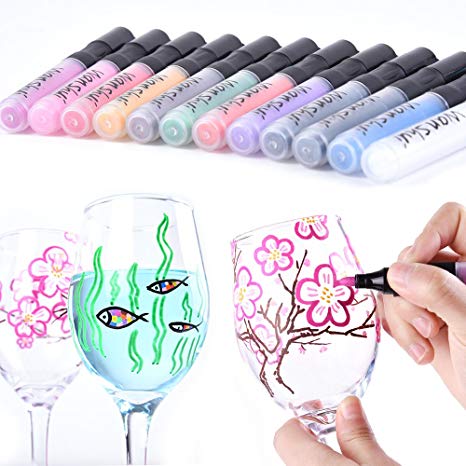 Permanent Acrylic Marker Pens - 12 Colors Glass Ceramic Paint Marker, can Bake in Oven Never Fade, Perfect for Glass Ceramic Porcelain Rock Painting Fabric Canvas DIY Gift Making