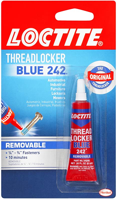 Loctite  Heavy Duty Threadlocker, 0.2 oz, Blue 242, Single