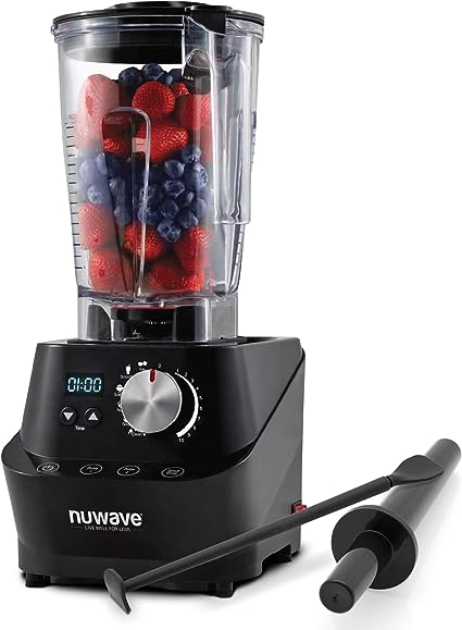 Nuwave Infinity High-Performance Blender, Professional Grade, NSF Certified, Digital Controls, 64oz Tritan Jar, Laser-Cut SS Blades, Heavy-Duty Metal Gears, Plunger & Spatula/Scraper Tool Included