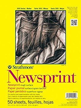 Strathmore 300 Series Newsprint Pad, Rough 9"x12" Tape Bound, 50 Sheets