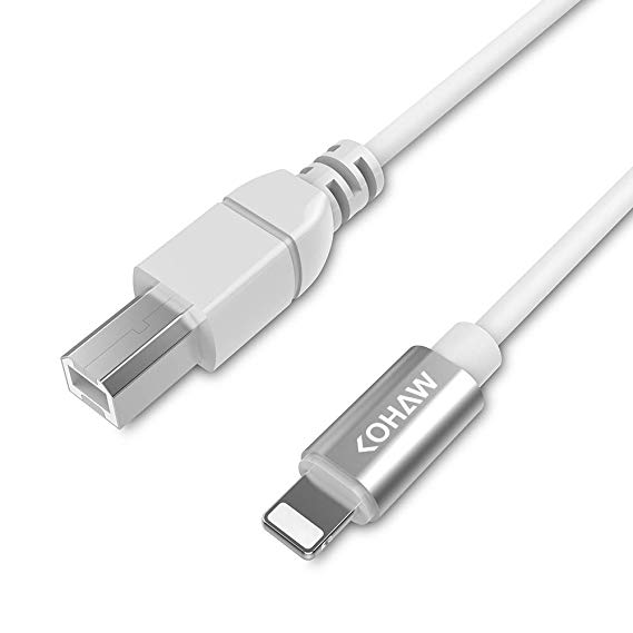 KOHAW MIDI Cable, USB 2.0 Type B OTG to Midi Cable, Compatible with iOS Devices to Midi Keyboard, Midi Controller, Electronic Music Instrument, Recording Audio Interface, USB Microphone, 5FT