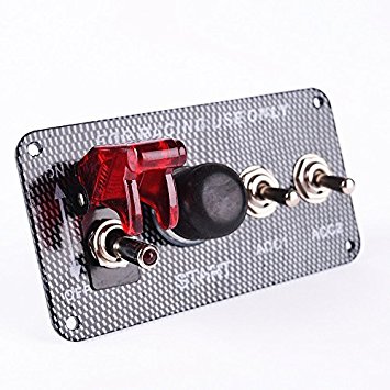 KDL Ignition Switch Panel DC12V LED Carbon Fibre Toggle Engine Start Push Button 12V Power Toggle Switch for Car Truck Racing