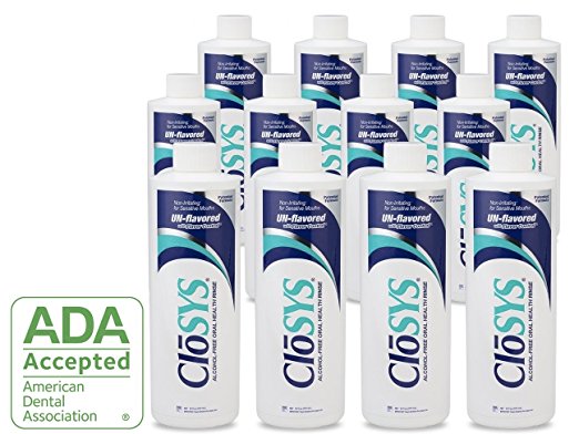 CloSYS Original Unflavored Mouthwash, Alcohol Free, 16 ounce (Pack of 12)