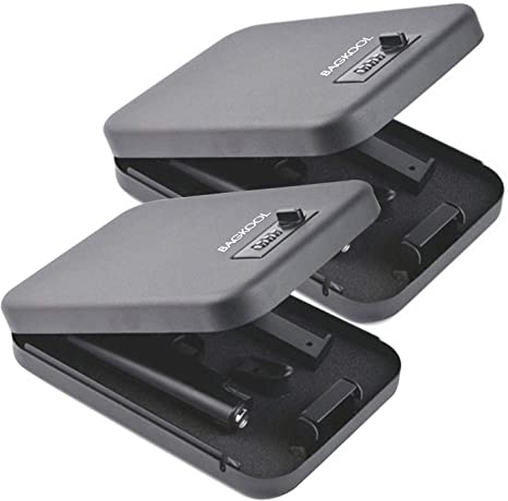 Pistol Safe,Portable Metal Travel Gun Safe Handgun Lock Security Box Case with Key Lock /3 Digits Combination Lock