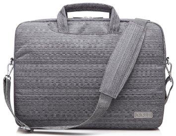 NNEE® 15 15.6 Inch Water Resistance Suit Fabric Laptop / MacBook Multi-functional Briefcase Messenger Bag Computer Travel Carrying Case with Handles & Adjustable Shoulder Strap - Smoky Gray