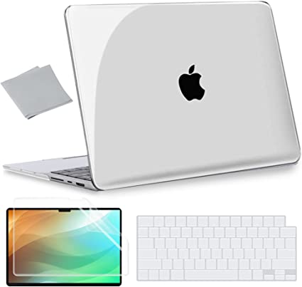 G JGOO Compatible with MacBook Pro 14 Inch Case 2021 Release Model A2442 with M1 Pro/Max chip & Touch ID, Crystal Clear Plastic Hard Shell Case   Keyboard Cover   Screen Protector   Microfiber Cloth
