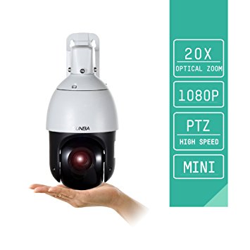 SUNBA Mini High Speed IP 1080p PTZ Security Camera, Outdoor, 20X Optical Zoom, Auto-Focus, 328ft Night Vision (405-D20X)