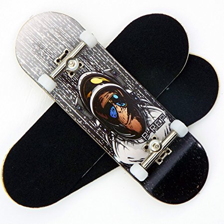 P-Rep Space Monkey 30mm Graphic Complete Wooden Fingerboard w CNC Lathed Bearing Wheels