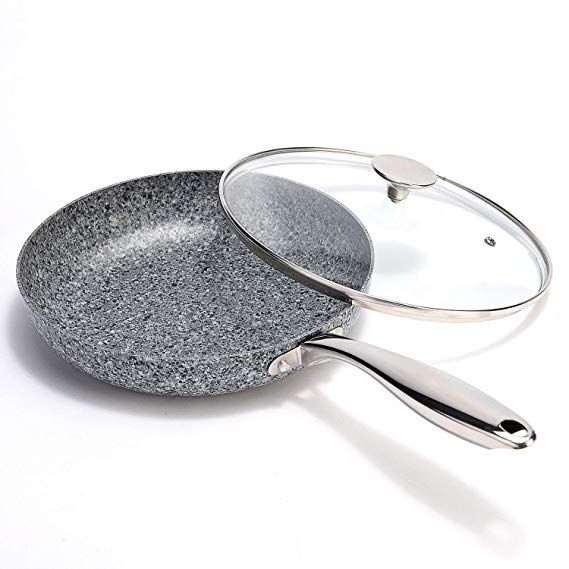 MICHELANGELO Nonstick Granite Rock 10 Inch Frying Pan with Lid