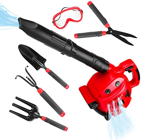 Kids Leaf Blower Toy Tool Set Boys Pretend Play Tools Outdoor Lawn Toy Real Blow Air for Boys and Girls