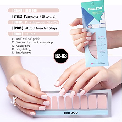 20 Tips/Sheet Pure Color Series Nail Polish Stickers Art Decorations Manicure DIY Nail Polish Strips Wraps for Wedding,Party,Shopping,Travelling 18 Colors (BZ-03)