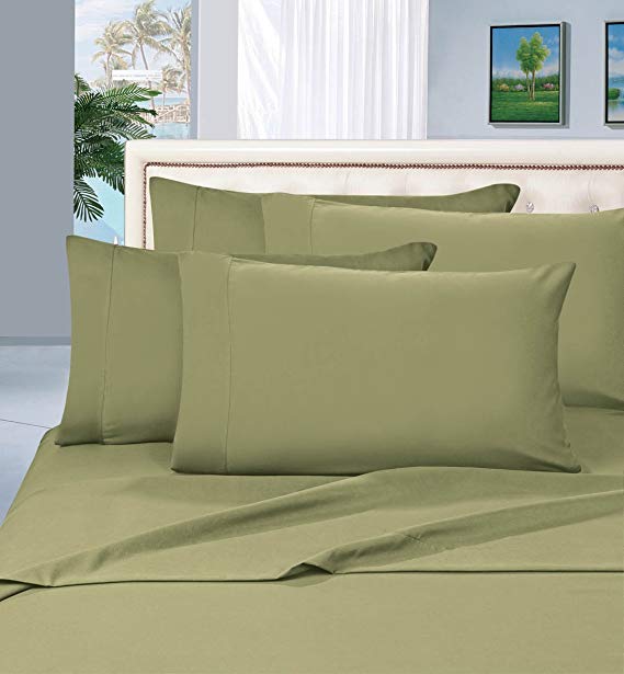 Thread Spread 100% Egyptian Cotton - 500 Thread Count 4 Piece Sheet Set- Color Sage Greeen,Size Full - Fits Upto 18'' Deep Pocket