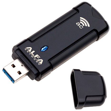 Alfa Long-Range AWUS036EAC AC1200 Wireless USB Wi-Fi Adapter - USB Dongle Adapter for Ultimate Compactness  Holder wClip and Suction Cup Included