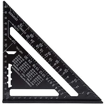 Speed Square Metric Triangle Ruler - Aluminum Alloy Metric System Ruler Square Protractor Miter, Line Scriber High Precision Engineer Carpenter Measuring Tool (Size : 7 Inch)