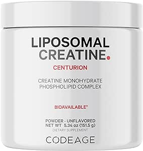 Codeage Liposomal Creatine Powder Supplement, Pure Creatine Monohydrate 5000mg, Pre Workout Post Workouts Unflavored Creatine, Creatine Powder Micronized, Creatinine Muscles Sports - 30 Servings