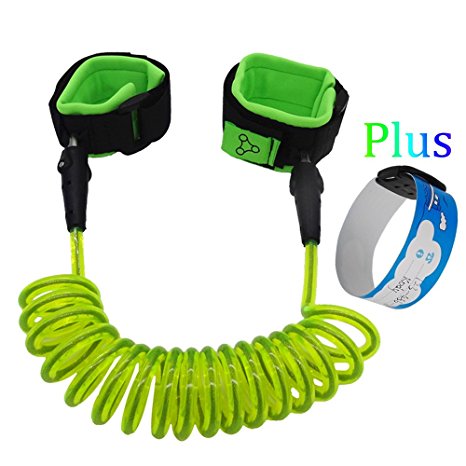 HITROVER Wrist Leash for Child/Kid/Toddler| Safety Harness/Strap/Link/Tether for walking Kids (Standard, Green Leash ID Band)