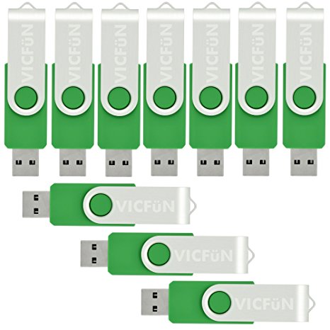 VICFUN® 10 Pack 2GB USB Flash Drives 2GB USB 2.0 Memory Stick-Green