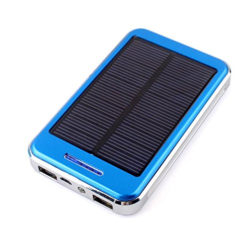 20000mAh Dual USB Solar Panel External Battery Charger for Cellphone Blue