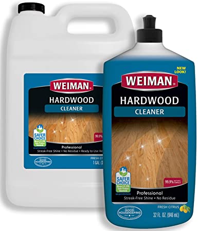 Weiman Hardwood Floor Cleaner Gallon and Refillable Squeeze Bottle - Finished Wood Surfaces
