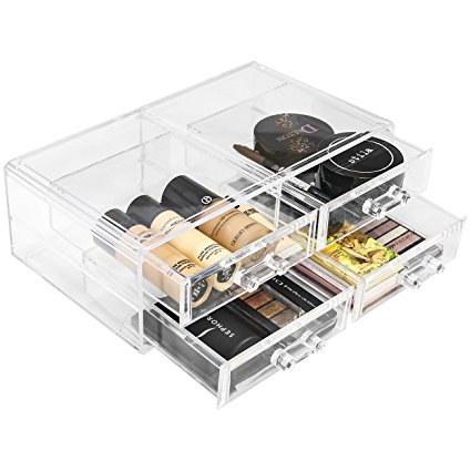 Sorbus Acrylic Cosmetics Makeup and Jewelry Storage Case Display Sets –Interlocking Drawers to Create Your Own Specially Designed Makeup Counter –Stackable and Interchangeable