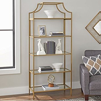 Better Homes and Gardens Nola 5-Open Shelves Bookcase, Gold Finish
