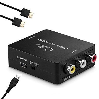 Cingk Mini Composite RCA CVBS AV To HDMI Converter (Input: AV; Output: HDMI) For VCR DVD 720P 1080P With High-Speed HDMI Cable