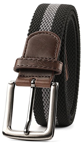 JASGOOD Elastic Mens Belts For Men Woven Stretch Casual Rubber String Belts Fabric