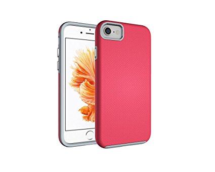 iPhone 7 Case, Hybrid Shock Modern Slim Non-slip Grip Cell Phone Case for Apple iPhone 7 (2016) (Rose Red)