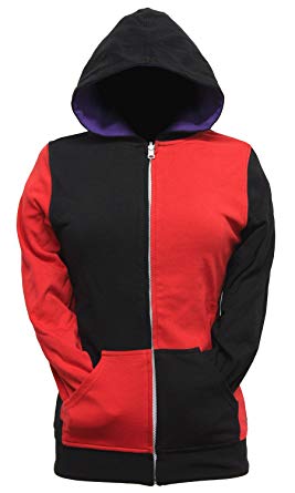 DC Comics Harley Quinn Joker Juniors Reversible Zip Up Hoodie