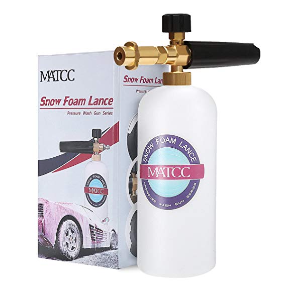 MATCC Snow Foam Lance 1 Liter Bottle Adjustable Karcher K Series Foam Cannon Car Pressure Washer Gun K2/K3/K4/K5/K6/K7-FREE 12 Month Warranty