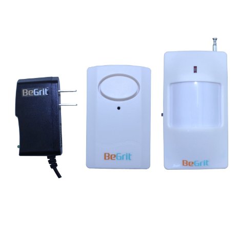 BeGrit Wireless Driveway Alert - Infrared Motion Sensor Doorbell, 1 PIR Detector with 1 Receiver and 1 Plug Adapter