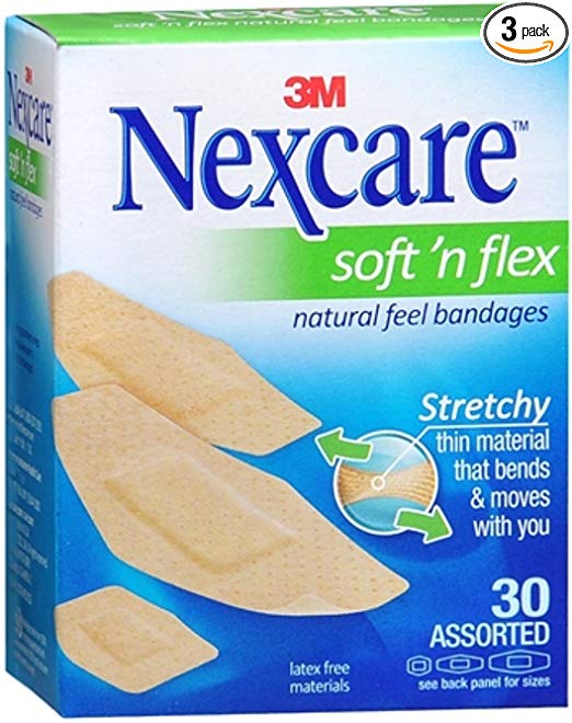 Nexcare Comfort Fabric Bandages Assorted 30 Each (Pack of 3)