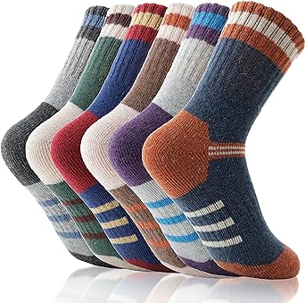 6 Pairs Kids Merino Wool Hiking Socks Boys Toddlers Girls Winter Thermal Warm Boot Thick Cushion Socks