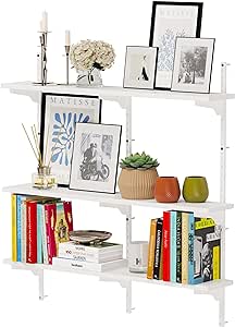 Wallniture Turin 36 inch x 6 in Floating Shelves for Wall Storage, Adjustable Shelf Brackets, Wall Book Shelf for Living Room, Adjustable Closet Shelves, Shelving Units and Storage, White, Wood