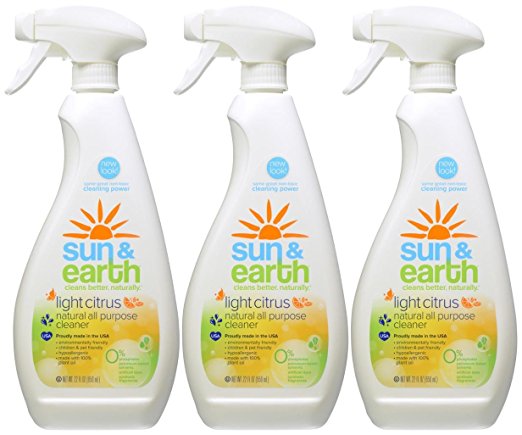 Natural All-Purpose Cleaner - Light Citrus Scent - Non-Toxic, Plant-Based, Hypoallergenic - 22 Ounce Spray Bottle (Pack of 3)