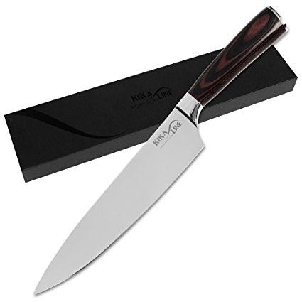 Chefs knife 8 inch by Kika Line - high carbon stainless steel blade - professional choice - EVA gift box