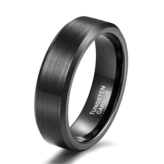 Shuremaster 4mm 6mm 8mm 10mm Tungsten Carbide Wedding Band for Men Women Engraved I Love You Couple Ring Black/Blue Brushed Size 4-15