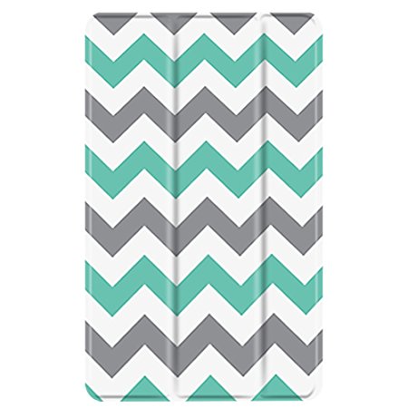 TNP Case for All-New Amazon Fire HD 8 (6th Generation, 2016 release), Ultra Slim Lightweight Folding Stand Cover with Auto Wake / Sleep for Fire HD 8 Tablet (2016 6th Gen Only), Chevron Teal