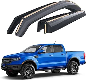 Goodyear Shatterproof in-Channel Window Deflectors for Ford Ranger 2019-2023 SuperCrew, Rain Guards, Window Visors for Cars, Vent Deflector, Car Accessories, 4 pcs - GY003449LP