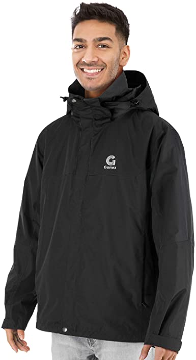 Gonex Lightweight Rain Jacket for Men, Reinforced Waterproof & Wind Resistant