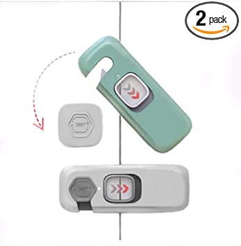 Baby Safety Locks Drawer Cupboard Locks,Baby Proof Latches Locks for Cabinet Door、Drawers、Fridge、Closet Doors and Other Flat Surfaces as Needed, No Drilling and Screws Safety Sets(2 Pack)