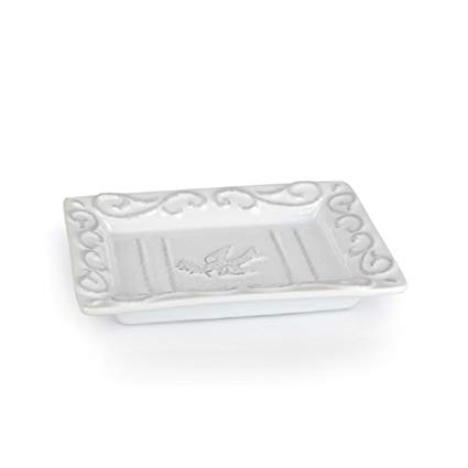 Pre de Provence Soap Dish With A White-Washed Terracotta Finish, Use In Bathrooms, By Kitchen Sink, And Laundry or Mud Room