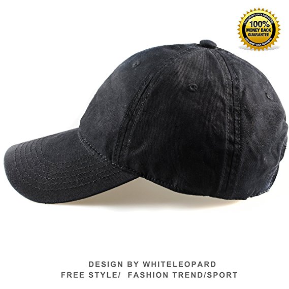 100% Cotton Baseball Cap - Unisex Plain Hat with Adjustable Velcro